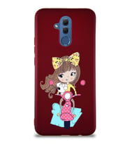 Huawei Mate 20 Lite Soft Premier Kapak Vespagirl Tasarımlı Silikon Kılıf - Mürdüm (Şeffaf)