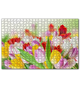 Cakapuzzle Renkli Laleler Görseli Puzzle Yapboz MDF (Ahşap) (120 Parça)