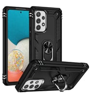 Samsung Galaxy A53 5G Uyumlu Kılıf Standlı Manyetik Yüzüklü Military Magnetic Ring Polycarbonate and TPU Case (Siyah)