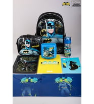 LİSANSLI BATMAN OKUL,BESLENME VE KALEM ÇANTASI,BESLENME KABI VE 500 ML TRITAN MATARA İLE KIRTASİYE OKUL SETİ (Siyah)