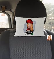 BK Gift Kişiye Özel Kadın Chef Karikatürlü Dikdörtgen Araç Koltuk Yastığı-10