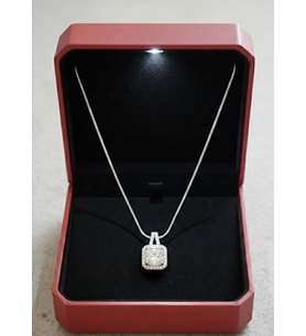 Baget Taşlı Kolye Premium Işıklı Kutusunda (Silver)