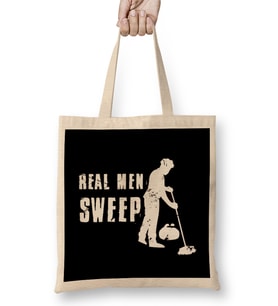 Real Men Sweep Curling Player Team Crew Broom Sweeping Bez Çanta Uzun Saplı