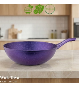 ARZU ÇELİK 30 Cm Granit Wok Tava - Violet