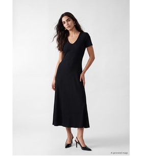 LCW Vision Siyah V Yaka Bodycon Elbise