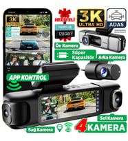 360+ Botslab G980H Pro 3K 4 Kameralı Wifi+GPS Akıllı Araç İçi Kamera +150° Geniş Açı+Yaya Algılama+Gece Görüşlü (128GB HAFIZA KARTI HEDİYELİ)