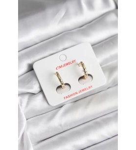 14K Gold Renk Kaplama Zirkon Taşlı Halka Model CM Kadın Küpe - TJ-BKP11418
