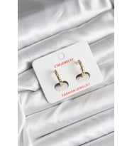 14K Gold Renk Kaplama Zirkon Taşlı Halka Model CM Kadın Küpe - TJ-BKP11418
