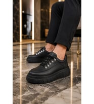 Duolc Bağcıklı Cilt Erkek Günlük Rahat Taban Sneaker Ayakkabı - Beyaz