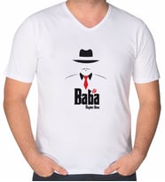 BK Gift Kişiye Özel İsimli Baba Godfather Tasarımlı V Yaka Tişört-17 (Beyaz)