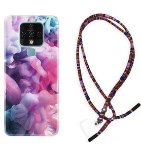 Tecno Camon 16 18P Pova Kılıf Boyun Asklı Rasta Silikon Pink Cloud 1305