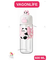 Vagonlife DİLLER ÇİFT KULLANIM SEVİMLİ PANDA MATARA ( RAHAT İÇİM / PİPETLİ İÇİM ) BİLEK ASKILI