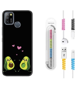 INFINIX Smart 4 5 6 Zero 8 S5 Pro Kılıf Kablo Koruma Spiral Silikon Aşık Avokadolar 1642