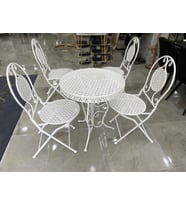 Ferforje Katlanır 1 Masa 4 Sandalye Balkon Takımı Beyaz 60cm