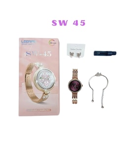 Premium SW 45 Watch Ayarlanabilir Kordon Özellikli Taşlı Tasarım Küpe/Bileklik Hediyeli Kadın Saat