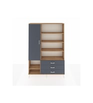Arges Gardrop 9 Raflı 3 Çekmeceli Tek Kapaklı  132x30x195 Çam-Antrasit
