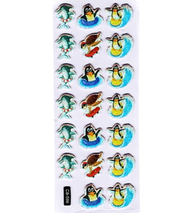 Sticker Kabartmalı Sticker Defter Planlayıcı Etiket (cb586) 16x7 cm- Penguen Yunus Kaplumbağa
