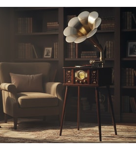 Ayaklı Ahşap Gramofon Pikap – Bluetooth & USB Özellikli Turntable (Karışık)