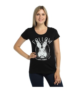 Bant Giyim - White Rabbit Siyah Kadın T-shirt Tişört