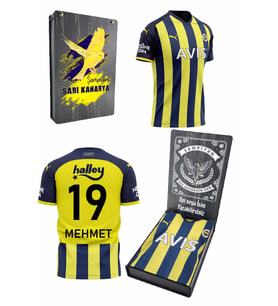 Fenerbahçe Orijinal Çubuklu Kişiye Özel Forma Özel Tasarım Ahşap Kutulu (Lacivert)