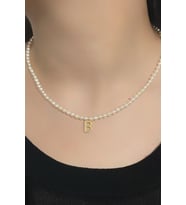 Harfli Doğal İnci Kolye (Rose)