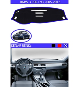 Bmw 3 E90-e93 2005-2013 Için Uygun Torpido Koruma Halısı Siyah Kenar Renk Mavi