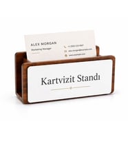 Kişiye Özel Ahşap Masaüstü Kartvizitlik Standı - Ofis Hediyesi