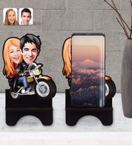 BK Gift Kişiye Özel Sevgililer Karikatürlü Ahşap Biblo Telefon Standı-17