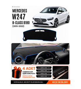 e-biz MERCEDES W247 B180 B CLASS (2019-2022) Uyumlu Torpido Örtüsü, Torpido Kılıfı - Siyah-Mavi - MB002