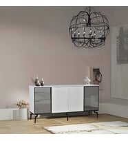 Viva Camlı Konsol Beyaz Aynalı 4 Kapaklı Raflı 160x80x43,5 Cm