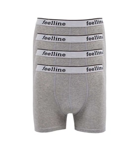 4 adet Feelline Gri Pamuklu Doğal Likralı Erkek Boxer
