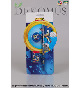 DEKOMUS İLE LİSANSLI SONIC 3'LÜ KIRTASİYE SETİ KURŞUN KALEM,SİLGİ VE KALEMTRAŞ (Krem)