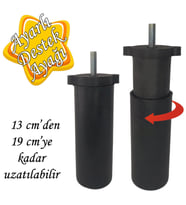 Ayarlı Destek Ayağı 13 x 19cm Siyah Gizli Ayak M8 Civatalı İncediş Mobilya Kanepe Baza Koltuk Dolap