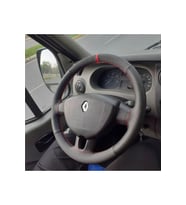 DİKİŞLİ DİREKSİYON KILIFI NOKTALI/KARBON/KIRMIZI YÜZÜK / DİKİŞ RENAULT MASTER İÇİN HIZLI KARGO