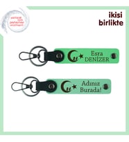 Çocuk Ve Ayyıldız Desenli Öğretmene Teşekkür Anahtarlığı – Kişiye Özel 2’li Set, F Yeşil-Yeşil