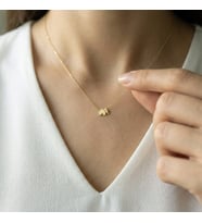 925 Ayar Gümüş Altın Kaplama Minimal Fil Kolye (Gold)