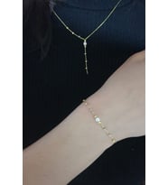 Papatya Silver 925 Ayar Gümüş İncili Dorika Toplu Bileklik Kolye Set