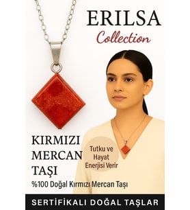 Sertifikalı Kırmızı Mercan Doğal Taş Kolye - Kadın Erkek Tutku ve Hayat Enerjisi Taşı (Çok Renkli)