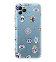PrintiFy General Mobile GM 21 ile Uyumlu Nazar Boncuğu 5  Kamera Korumalı Şeffaf Silikon Kılıf