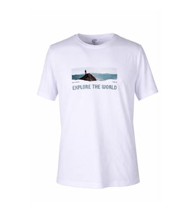 Trender 26Y595000002 Beyaz Erkek T-Shirt Explore The World Baskılı