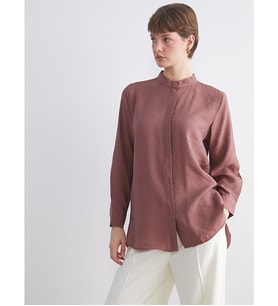 LCWAIKIKI Classic Kahverengi Oversize Modal Karışımlı Kadın Gömlek Tunik