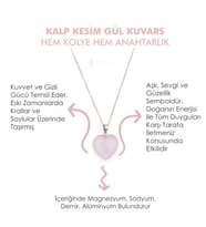 Doğal Taş GÜL KUVARS Kalp Kesim İster Kolye İster Anahtarlık