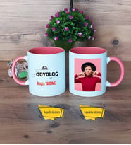 Odyolog Kupa Bardak Pembe Fotoğraflı Tıp Bayramı Hediyesi Odyologlar Günü Hediyesi