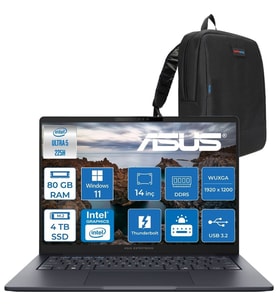Asus Expertbook B5 B5405CCA Intel® Core™ Ultra 5 225H 80GB Ddr5 4tb SSD 14.0-Inch, Wuxga (1920 x 1200) 300NITS WIN11HOME Taşınabilir Bilgisayar U516512B0DH30+ZETTAÇANTA