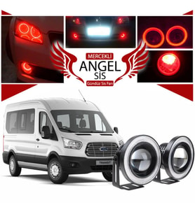 Ford Transit Tüm Modeller Uyumlu, Universal Mercekli Led Angel Sis Farı, 76mm Kırmızı Renk