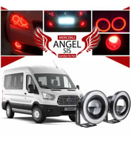 Ford Transit Tüm Modeller Uyumlu, Universal Mercekli Led Angel Sis Farı, 76mm Kırmızı Renk