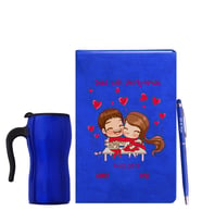 Sevgililer Gününe Özel Mavi Defter Kalem & Termos Mug Hediye Seti 14