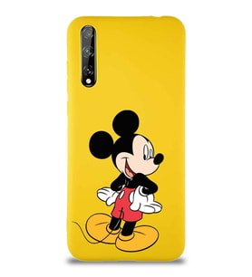 Huawei Y8P Soft Premier Kapak Mickey Mouse-D Tasarımlı Silikon Kılıf - Sarı (Şeffaf)