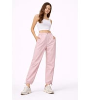 Paraşüt Kumaş Pantolon Bel Ve Paça Ayarlanabilir Lastikli Spor Pantolon - Toz Pembe
