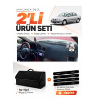 NİSSAN PRİMERA P11 (1996-2000) Uyumlu Torpido Örtüsü + Tay Tüyü Bagaj Çantası + Sticker Seti - Siyah